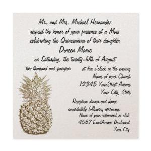 Quinceanera Pineapple Gold Metallic