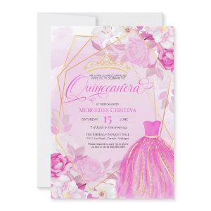 Quinceañera Pink and Gold elegant fancy Tiara