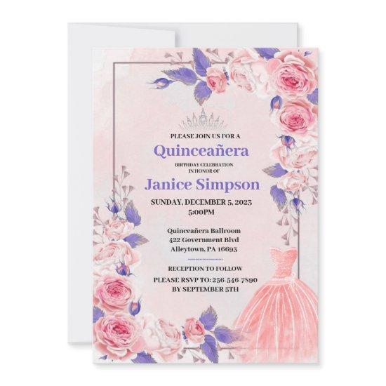 Quinceañera pink and purple roses