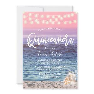 Quinceanera Pink Beach Mason Jar String Light