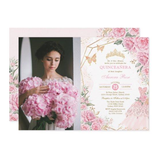 Quinceañera Pink Blush Roses Princess Mis Quince