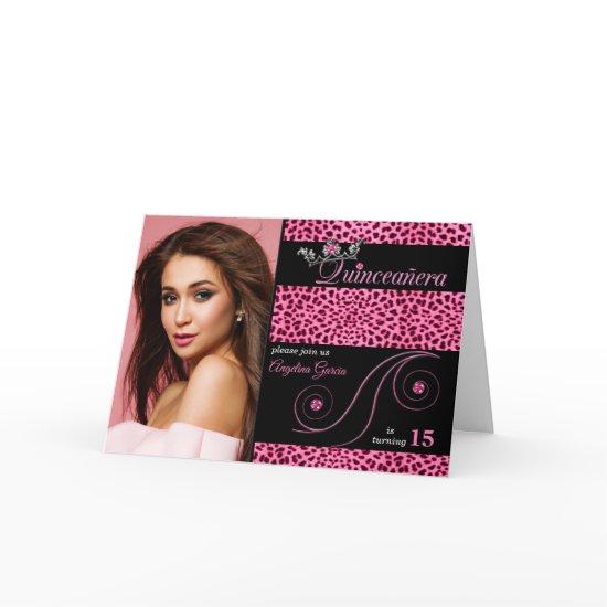 Quinceanera Pink Cheetah Print with Photo