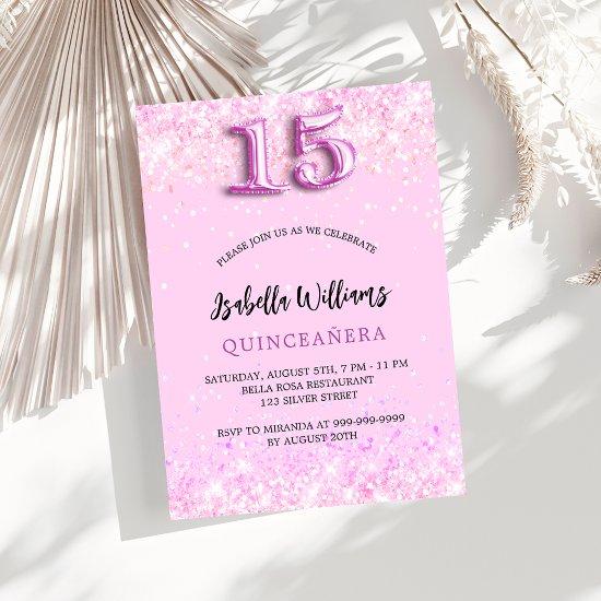 Quinceanera pink confetti girl party  postcard