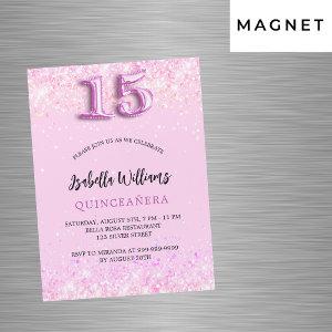Quinceanera pink confetti girl party luxury magnetic