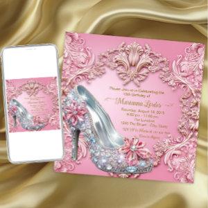 Quinceañera Pink Diamond High Heel Shoe