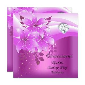 Quinceanera Pink Floral Diamond Birthday Party