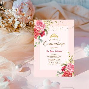 Quinceañera Pink Floral Gold