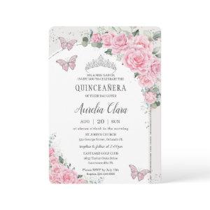 Quinceañera Pink Floral Princess 15 Años Butterfly