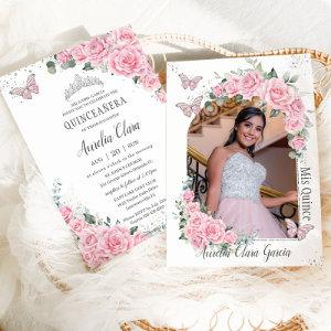 Quinceañera Pink Floral Princess Butterflies Photo