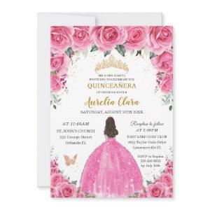 Quinceañera Pink Fuchsia Floral Princess Butterfly
