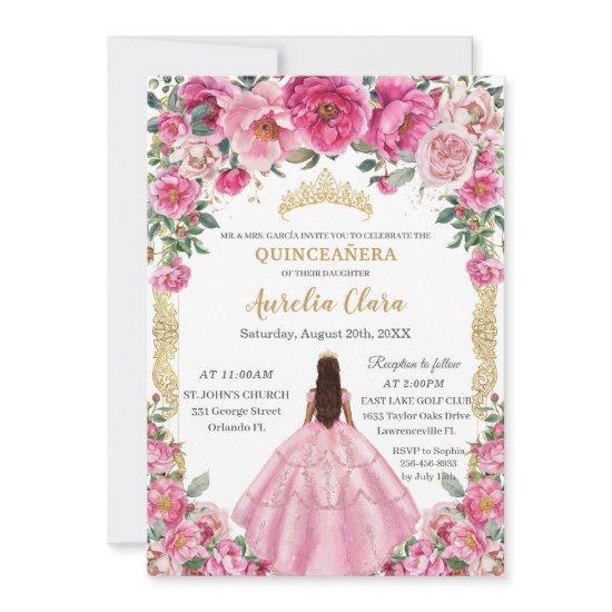 Quinceañera Pink Fuchsia Flowers Butterflies Crown