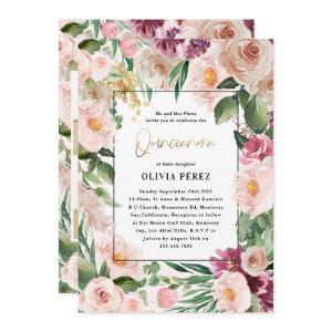 Quinceañera Pink girly floral 4 photo birthday