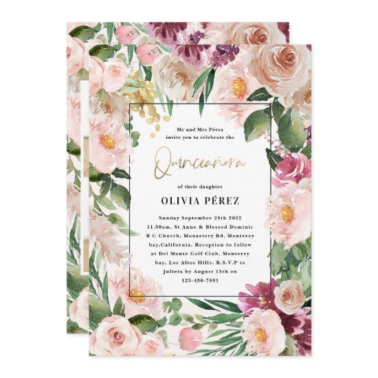 Quinceañera Pink girly floral 4 photo birthday