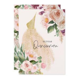 Quinceañera Pink girly floral dress birthday  Invi