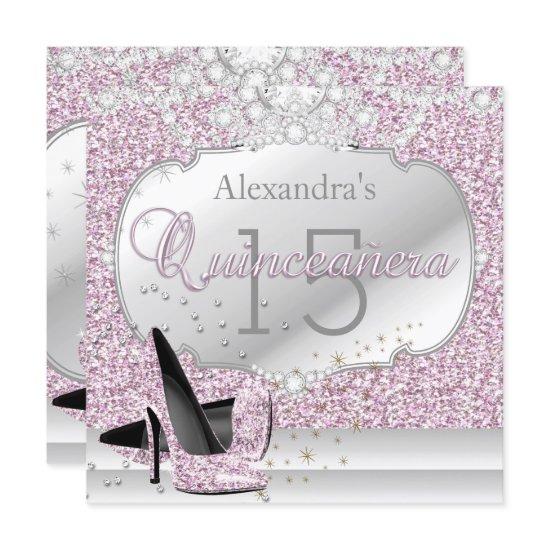 Quinceanera Pink Glitter Glamour 15 Birthday Party