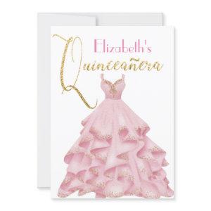 Quinceanera Pink Gold Glitter Gown Birthday