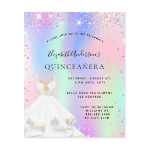 Quinceanera pink holographic dress