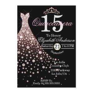 Quinceanera Pink Jewel Gown Tiara 15th Birthday