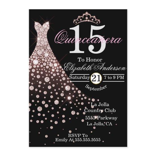 Quinceanera Pink Jewel Gown Tiara 15th Birthday