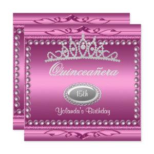 Quinceanera Pink Jewel Tiara Pearl 15th Birthday