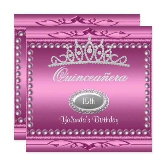 Quinceanera Pink Jewel Tiara Pearl 15th Birthday