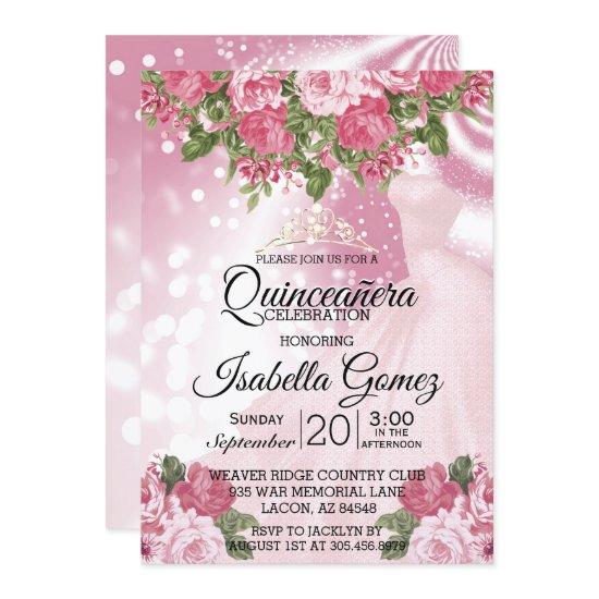 Quinceañera  Pink Mauve Gown and Flowers