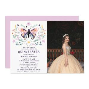 Quinceañera Pink Purple Butterfly Photo Floral