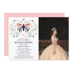 Quinceañera Pink Purple Butterfly Photo Floral