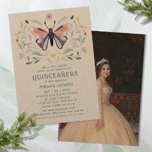 Quinceañera Pink Purple Butterfly Photo Floral