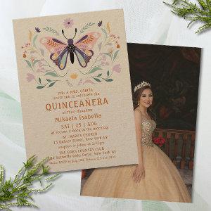 Quinceañera Pink Purple Butterfly Photo Floral