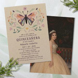 Quinceañera Pink Purple Butterfly Photo Floral