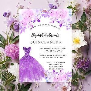 Quinceanera pink purple flowers dress