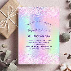 Quinceanera pink purple glitter holographic