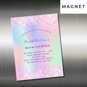 Quinceanera pink purple holographic luxury magnetic