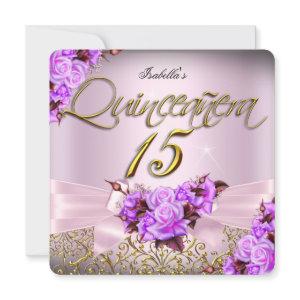 Quinceanera Pink Purple Rose 15th Birthday