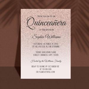 Quinceanera Pink Rose Gold Glitter 15th Birthday