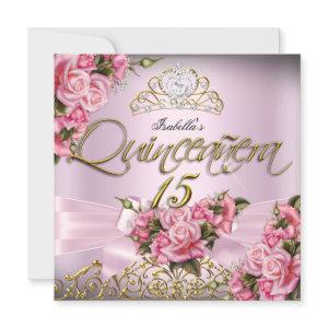 Quinceanera Pink Roses 15th Tiara Birthday Party