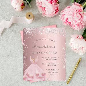 Quinceanera pink silver dress