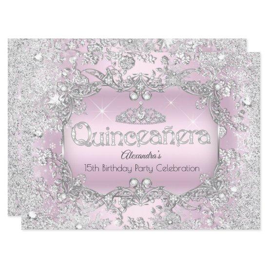 Quinceanera Pink Silver Tiara Winter Wonderland 2
