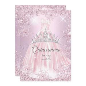 Quinceanera Pink Snowflake Winter Dress Tiara