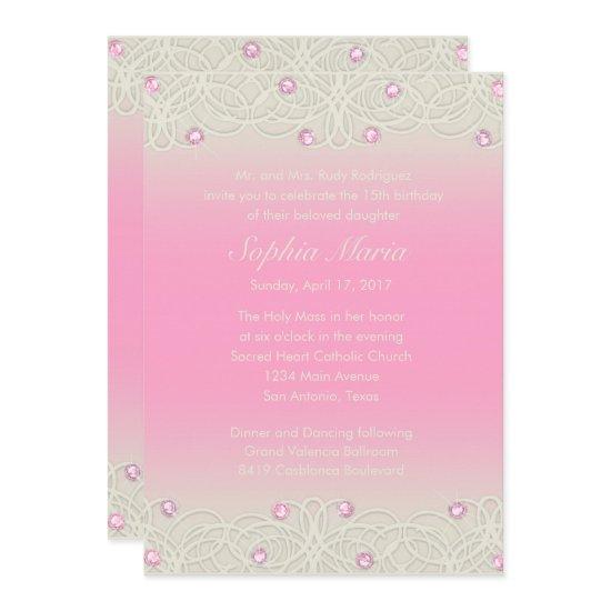 Quinceanera Pink Sparkle and Lace