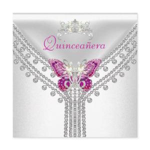 Quinceañera Pink White Butterfly Diamond 2