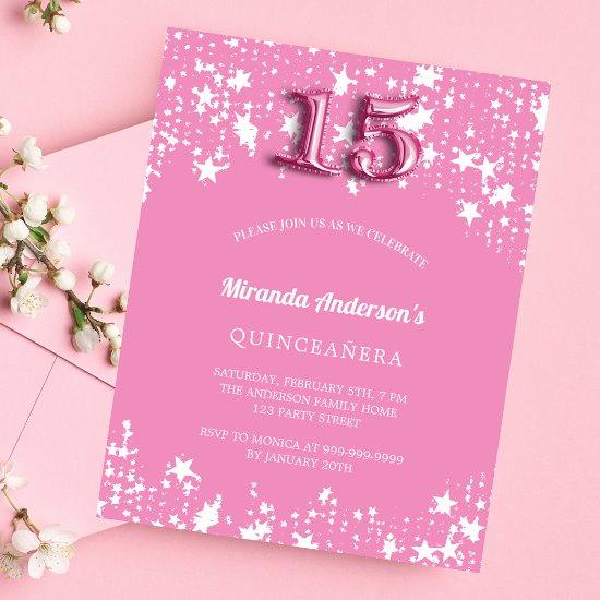 Quinceanera pink white stars