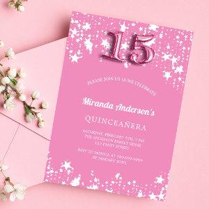 Quinceanera pink white stars luxury