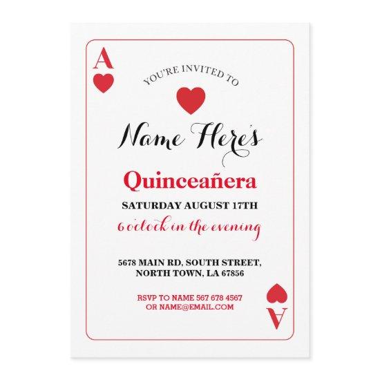 Quinceanera Playing Card Ace Vegas Birthday Party