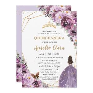Quinceañera Plum Mauve Purple Floral Mis Quince 15
