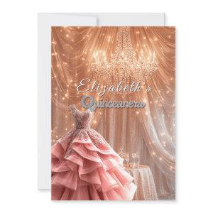 Quinceanera Pretty Pink Gown Chandelier Crown