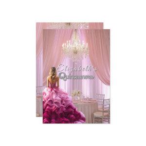 Quinceanera Pretty Pink Gown Chandelier Crown