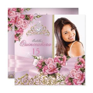 Quinceanera Pretty Pink Roses Tiara Photo Birthday