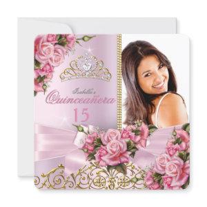 Quinceanera Pretty Pink Roses Tiara Photo Birthday